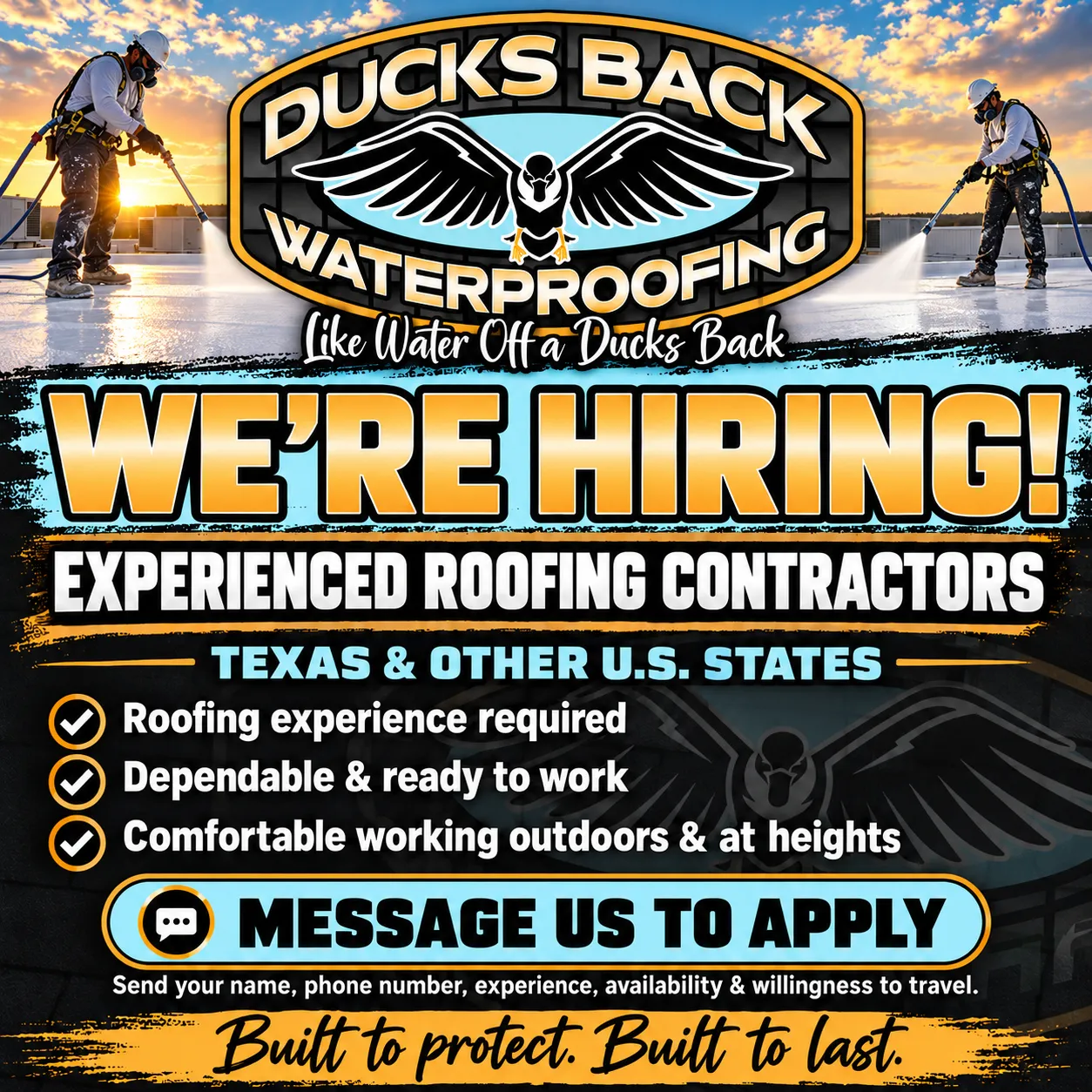 Ducks Back Waterproofing Is Hiring Experienced Roofing Contractors image